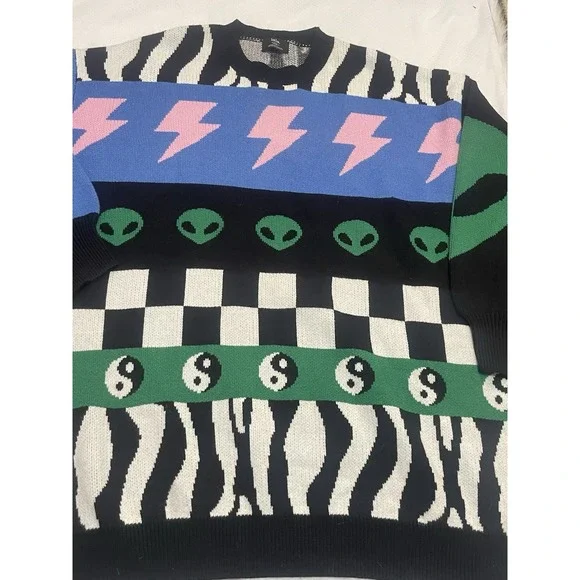 Dressed In Lala Colorful Graphic Women's Sweater - Picture 4 of 8